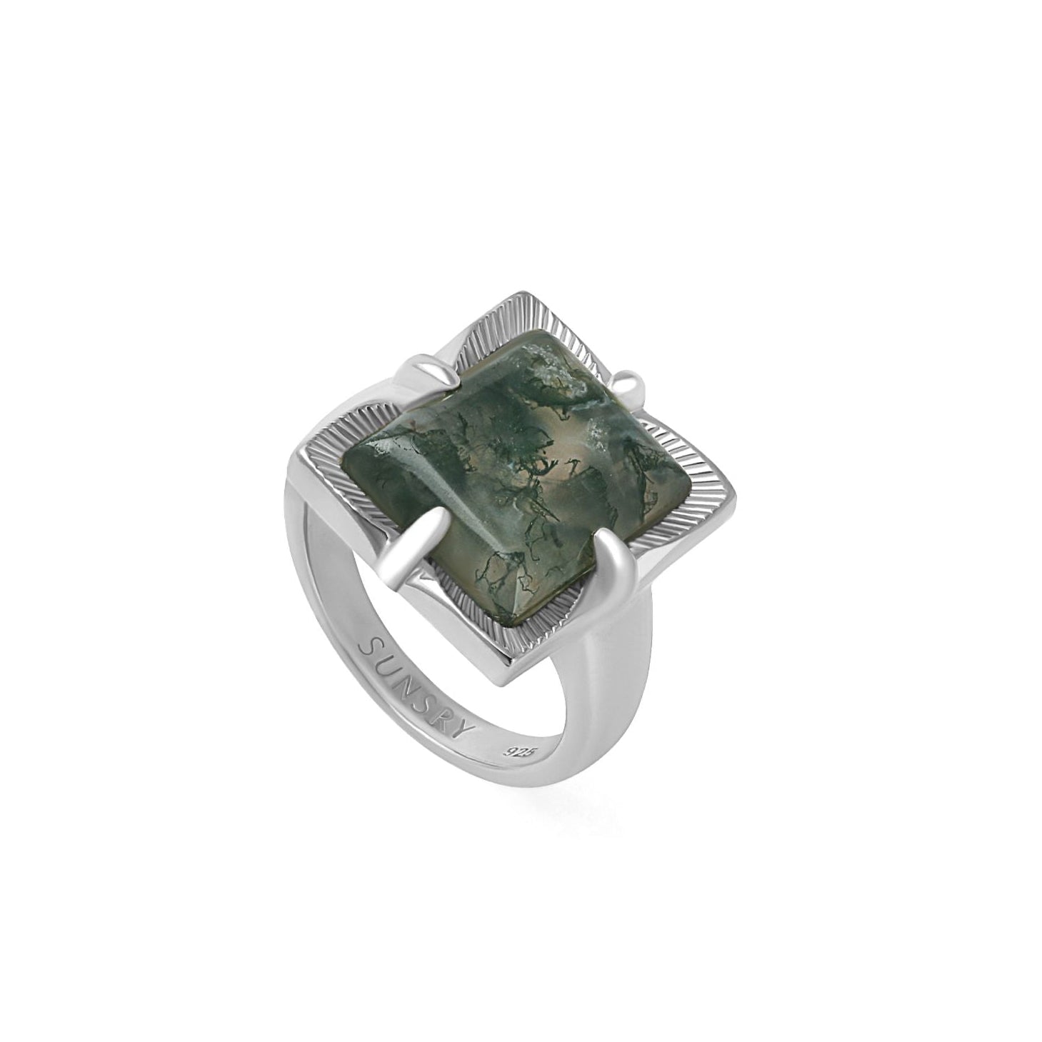 Niah Ring - Agate Moss Silver