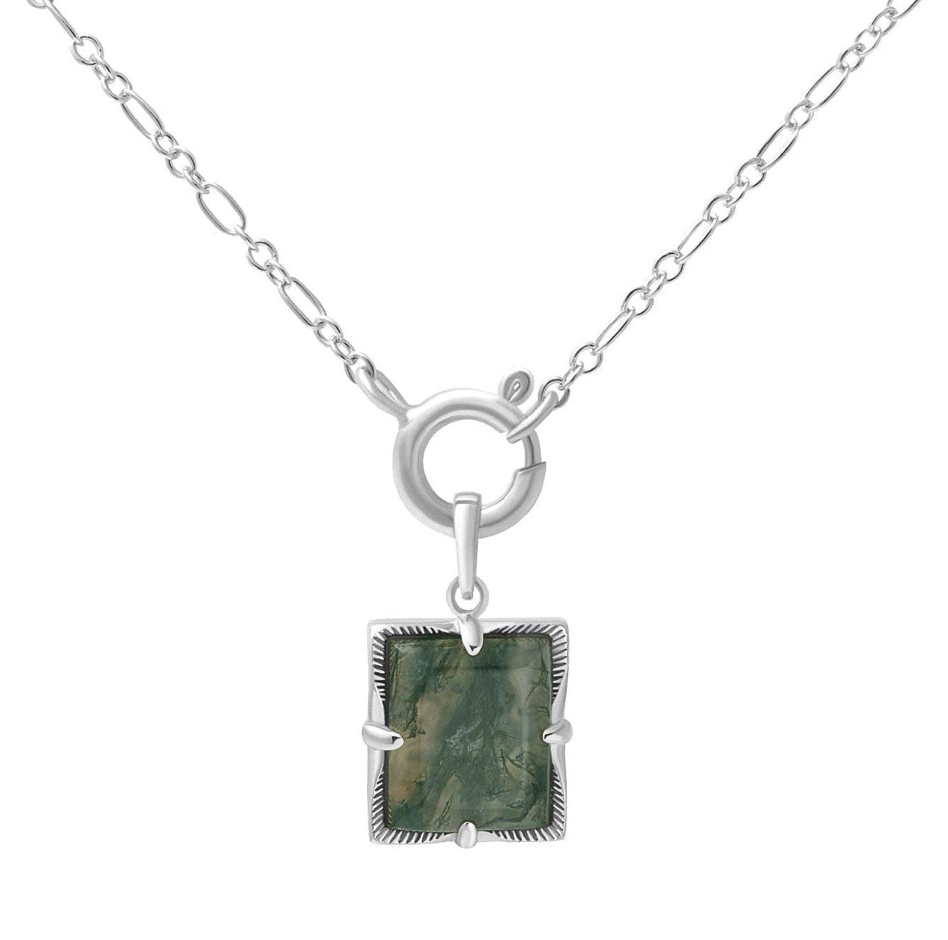 Niah Necklace - Agate Moss Silver