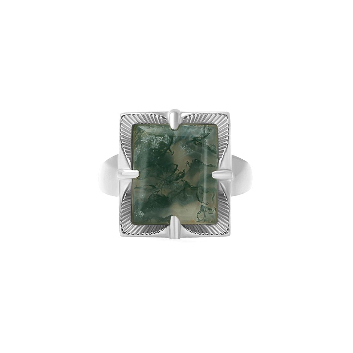 Niah Ring - Agate Moss Silver