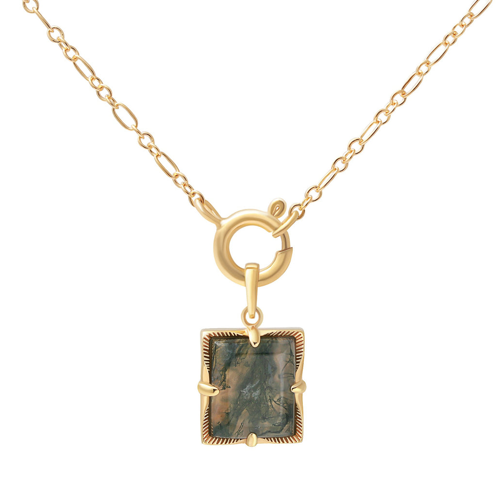 Niah Necklace - Agate Moss Gold