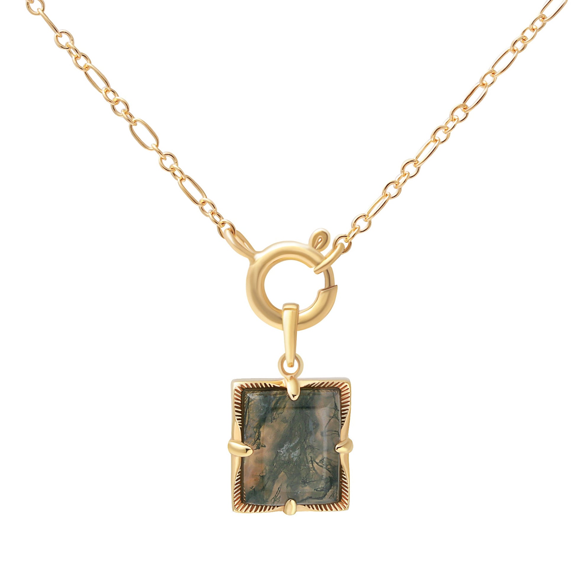 Niah Necklace - Agate Moss Gold