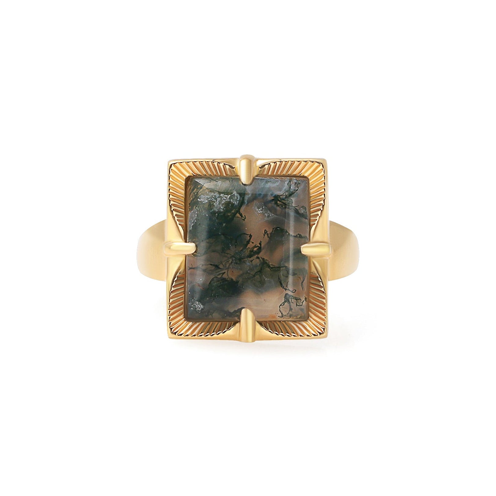 Niah Ring - Agate Moss Gold